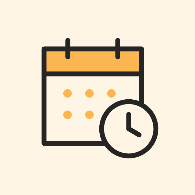 Kalender mit Uhr: Wunschtermin auswählen