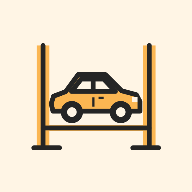 Auto auf einer Hebebühne: zum bestätigten Termin in die Werkstatt kommen